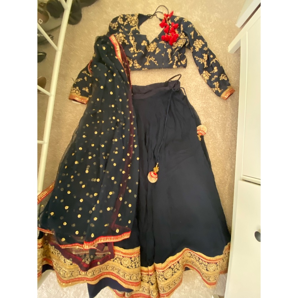 Heavy Bollywood sabyasachi inspired navy lengha